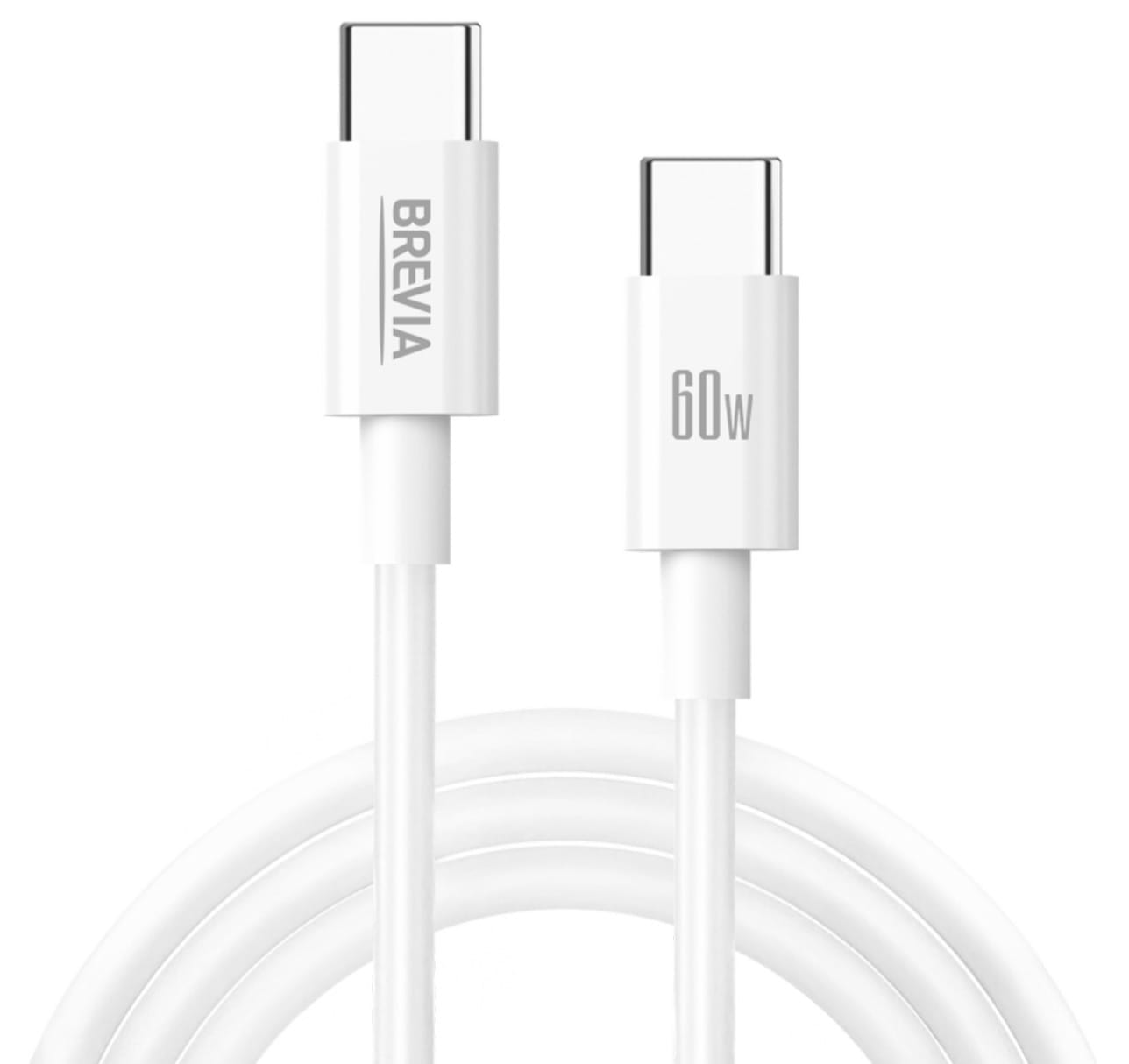 Кабель Brevia Type-C to Type-C 60W 1m, white (55100WCCC1)