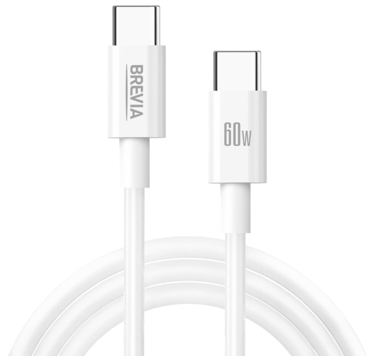 Кабель Brevia Type-C to Type-C 60W 1m, white (55100WCCZ1)