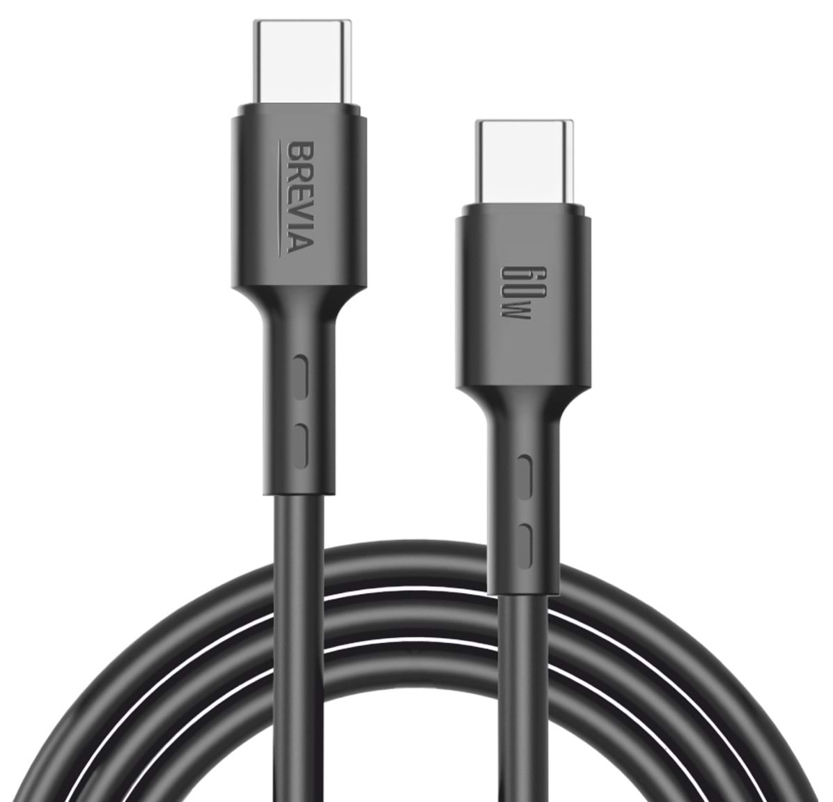 Кабель Brevia Type-C to Type-C 60W 2m, black, ZIP (51200BCCZ1)