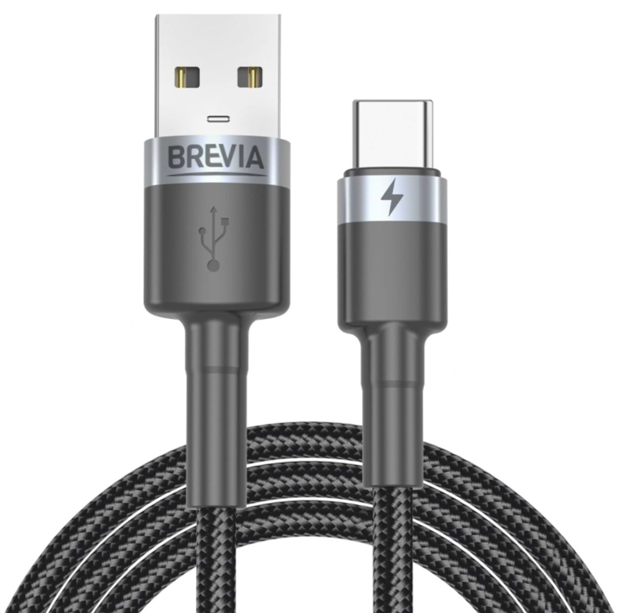 Кабель Brevia USB to Type-C 1m, black, ZIP (53100BUCZ1)