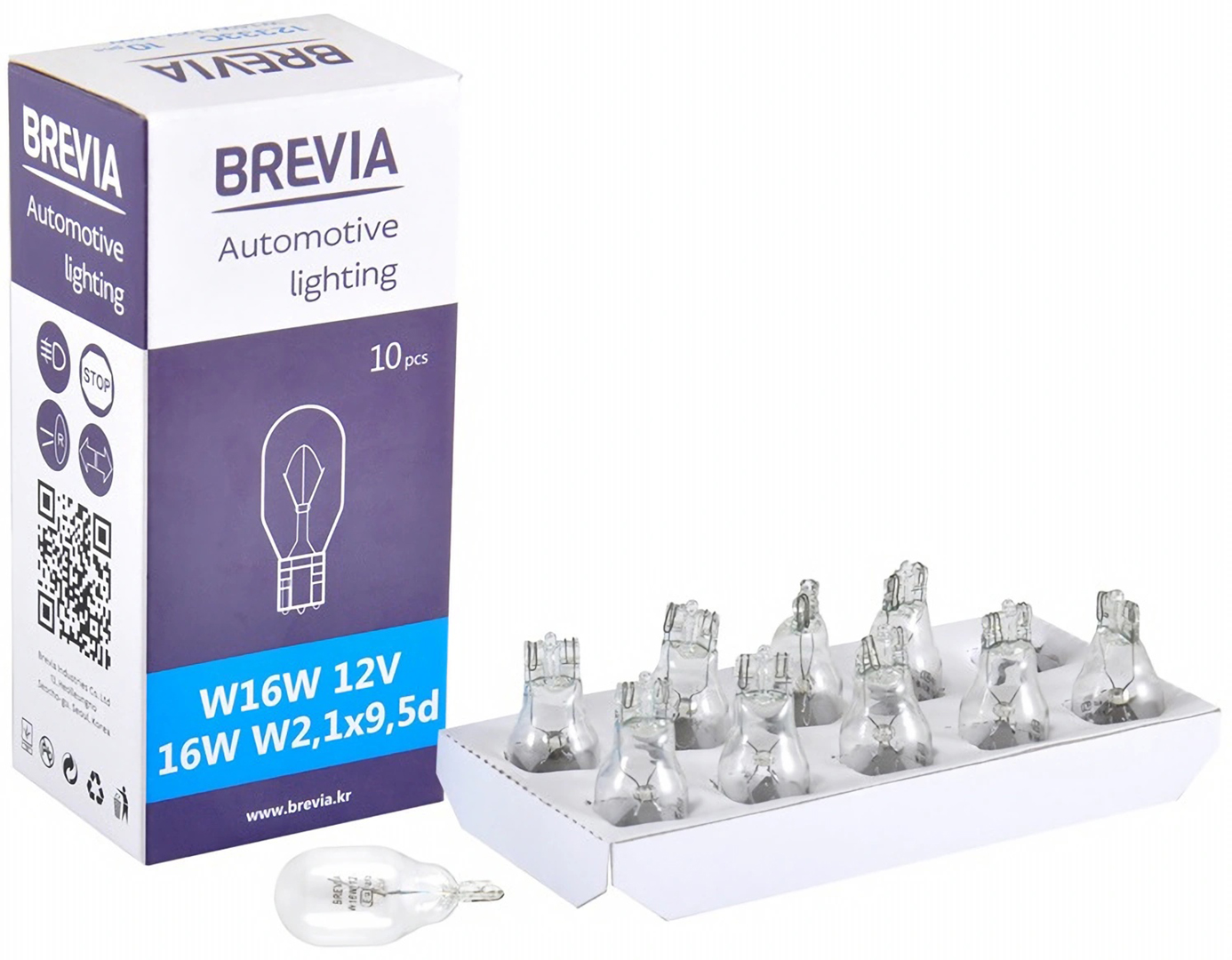 Автолампа Brevia W16W 12V 16W W2,1x9,5d CP (12333C)