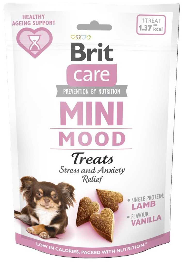 Ласощі для собак Brit Care Mini Treats Mood малих порід проти стресу ягня смак ваніль 50 г (8595602578542)