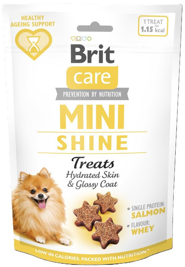 Ласощі для собак Brit Care Mini Treats Shine малих порід для блискучої шерсті лосось 50 г (8595602578566)