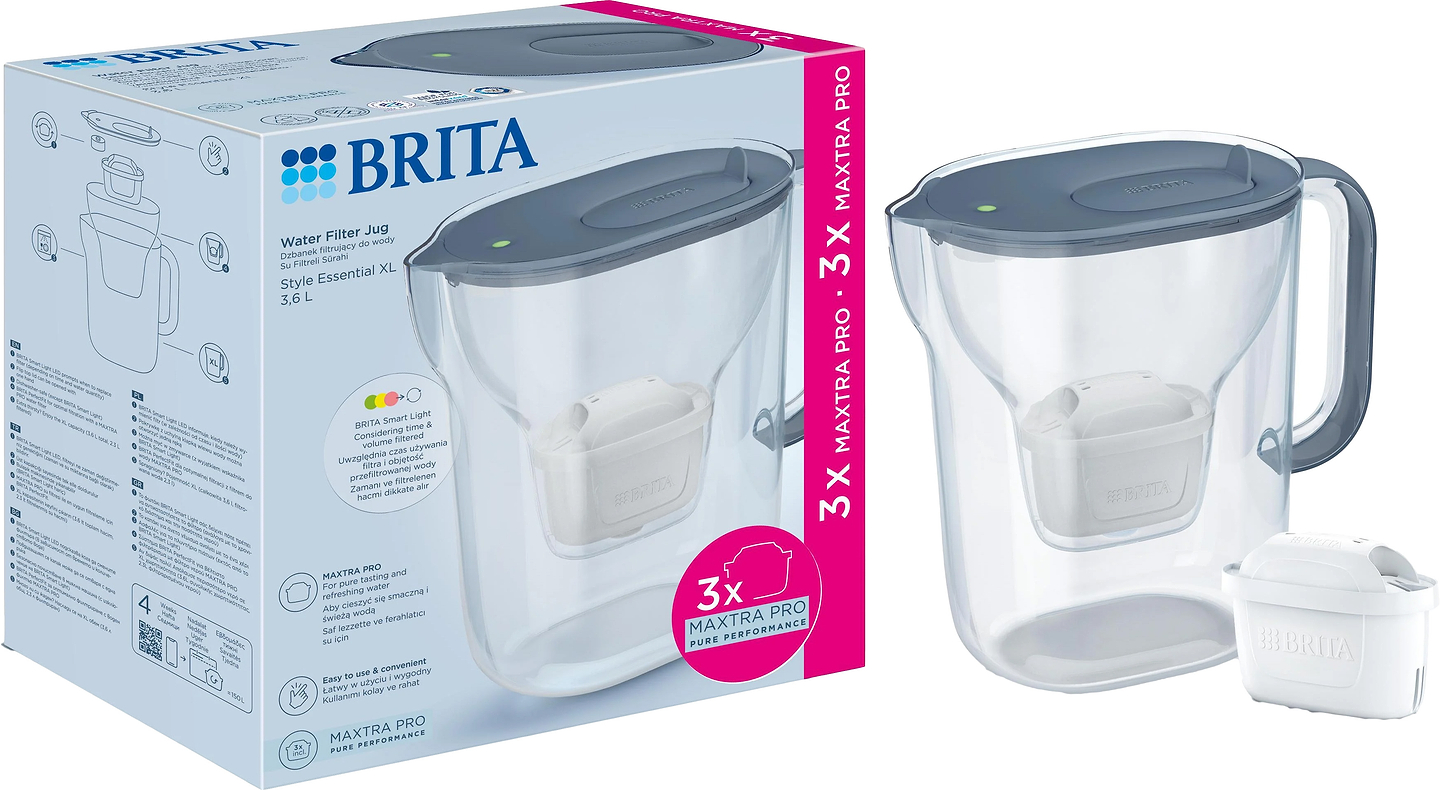 Фильтр-кувшин Brita Style Essential XL Mxpro серо-голубой + 3 картриджа