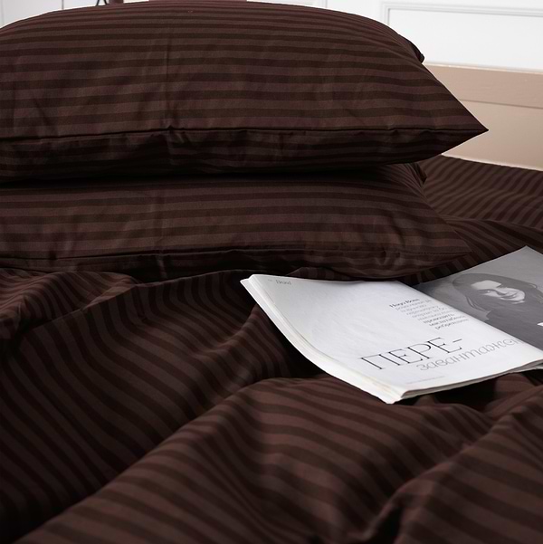 Фото - Комплект постільної білизни MirSon Бязь 17-0617 Stripe Brown 200х220 (2200008202743)