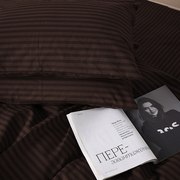 Фото - Комплект постільної білизни MirSon Бязь 17-0617 Stripe Brown 160х220 (2200008202781)