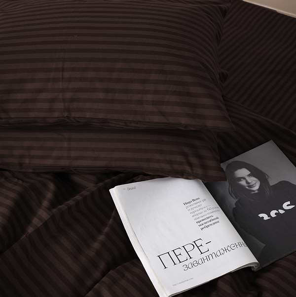 Фото - Комплект постільної білизни MirSon Бязь 17-0617 Stripe Brown 200х220 (2200008202743)