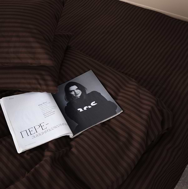 Фото - Комплект постільної білизни MirSon Бязь 17-0617 Stripe Brown 200х220 (2200008202743)