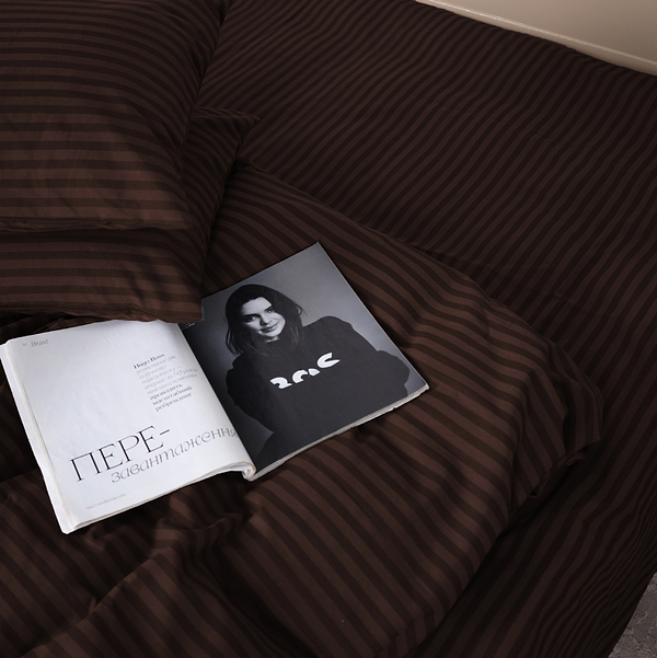 Фото - Комплект постільної білизни MirSon Бязь 17-0617 Stripe Brown 160х220 (2200008202781)