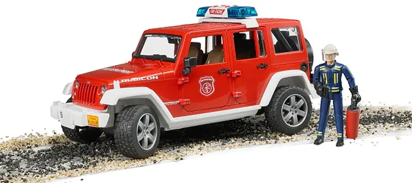 Фото - Наземная спецтехника BRUDER Пожарный джип Wrangler Unlimited Rubiconс фигуркой пожарного, М1:16 (02528)
