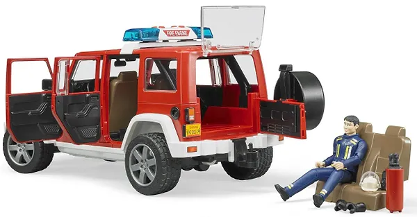 Фото - Наземная спецтехника BRUDER Пожарный джип Wrangler Unlimited Rubiconс фигуркой пожарного, М1:16 (02528)