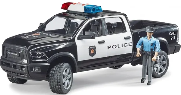 Фото - Наземная спецтехника BRUDER Полицейский пикап Wrangler, с фигуркой полицейского (02505)