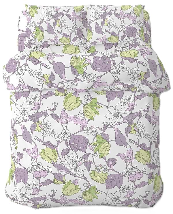 Фото - Комплект постільної білизни Home Line ВЕСНЯНИЙ ВЕЧІР бязь 143х215 см Щ140 нав. 50х70 Бузково-зелений (174438)