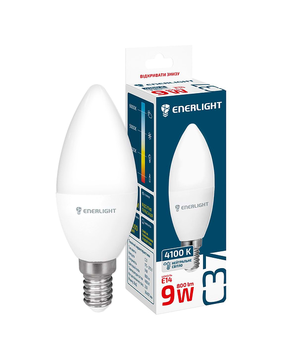 Фото - Лампочка світлодіодна Enerlight С37 9Вт 4100K E14