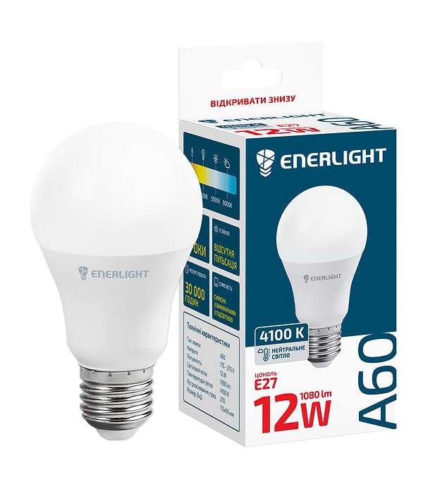Фото - Лампочка светодиодная Enerlight A60 12Вт 4100K E27