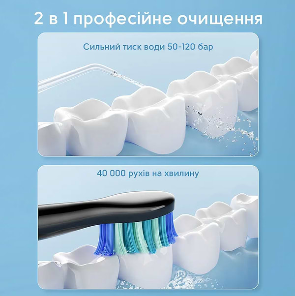 Фото - Зубна щітка електрична Bitvae D2 + Іригатор С2 Black (BVD2-C2-b)