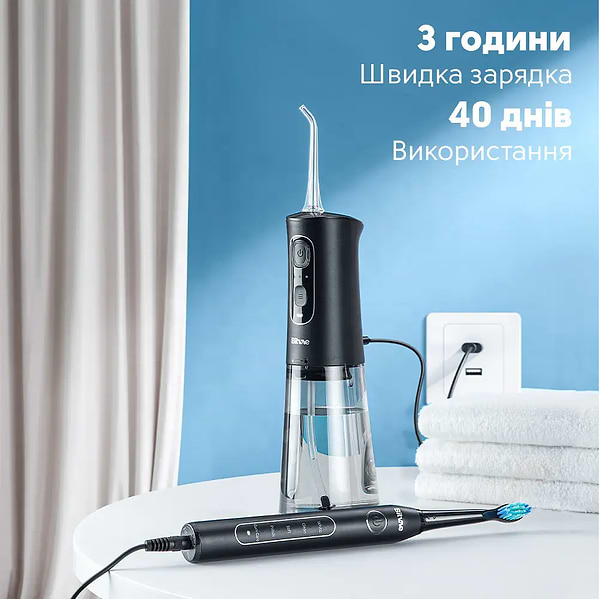 Фото - Зубна щітка електрична Bitvae D2 + Іригатор С2 Black (BVD2-C2-b)