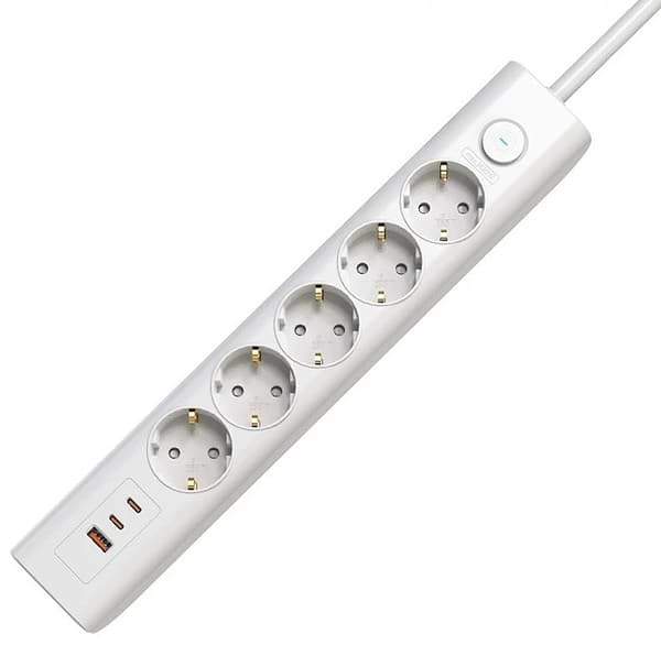 Фото - Сетевой фильтр Electrum 5 розеток 3 м с выключателем и 2 Type-C + USB (C-ES-1991)