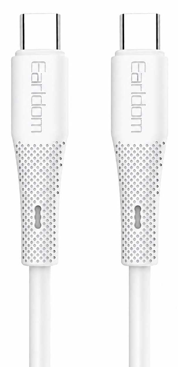 Кабель Earldom EC-185 (C-C) 60W Silicone Type-C to Type-C White (USB-000688)
