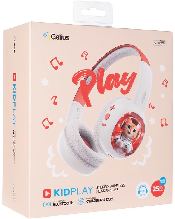 Фото - Навушники накладні бездротові Gelius KIDPlay GP HP-010 White/Red (101292)