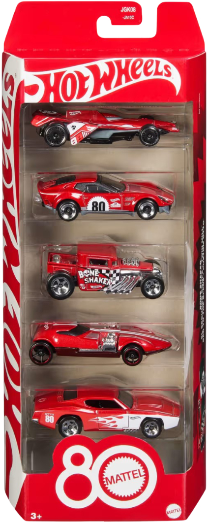 Фото - Набір базових машинок Hot Wheels 5в1 80 років драйву Mattel (JGK08) Фото - Набір базових машинок Hot Wheels 5в1 80 років драйву Mattel (JGK08)