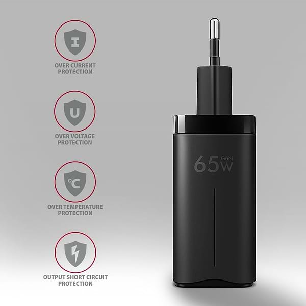 Фото - Мережевий зарядний пристрій AXAGON 3x port (USB + dual USB-C), PD3.0/QC4+/PPS/Apple, 65W Black (ACU-DPQ65)