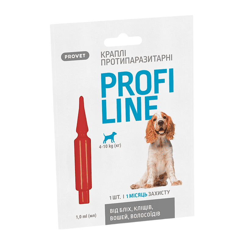 Краплі для собак ProVET PROFILINE 4-10 кг інсектоакарицид 1 шт. по 1 мл (4823082431083)