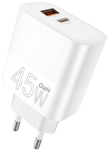 Сетевое зарядное устройство WUW C209 45W PD USB-C + USB QC3.0 18W White (WUW-C209)