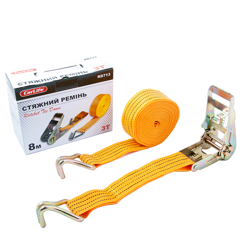 Фото - Стяжний ремінь CarLife з замком 3т 8м (RD713)