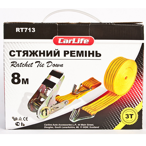 Фото - Стяжний ремінь CarLife з замком 3т 8м (RD713)