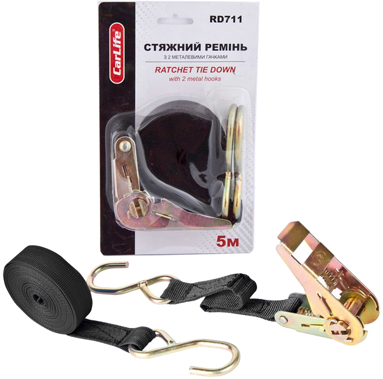 Стяжной ремень CarLife с замком 1т 5м (RD711)