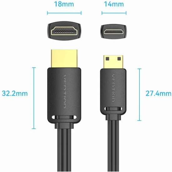 Фото - Кабель HDMI Vention HDMI M - micro M, 1.5 м, V2.0 4K 60Гц (AGHBG)