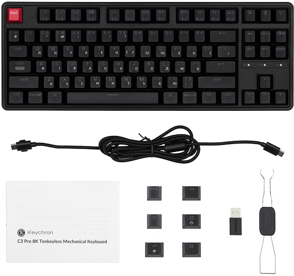 Фото - Клавиатура проводная игровая Keychron C3 Pro V2 87Key, K pro Red, USB-A, QMK, Hot-swap, 8K, EN/UKR, RGB Black (C3PX-H1-UA)