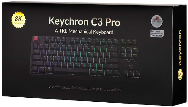 Фото - Клавиатура проводная игровая Keychron C3 Pro V2 87Key, K pro Red, USB-A, QMK, Hot-swap, 8K, EN/UKR, RGB Black (C3PX-H1-UA)