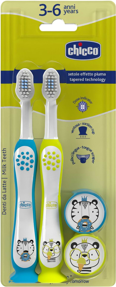 Фото - Зубна щітка мануальна дитяча Chicco 3-6 років 2 шт. (хлопчик) (12084.11)