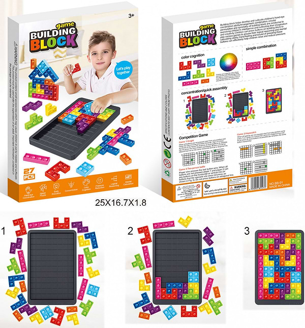 Фото - Настільна гра (3-4 роки) BUILDING BLOCK GAME тетріс - антистрес (BB-01)