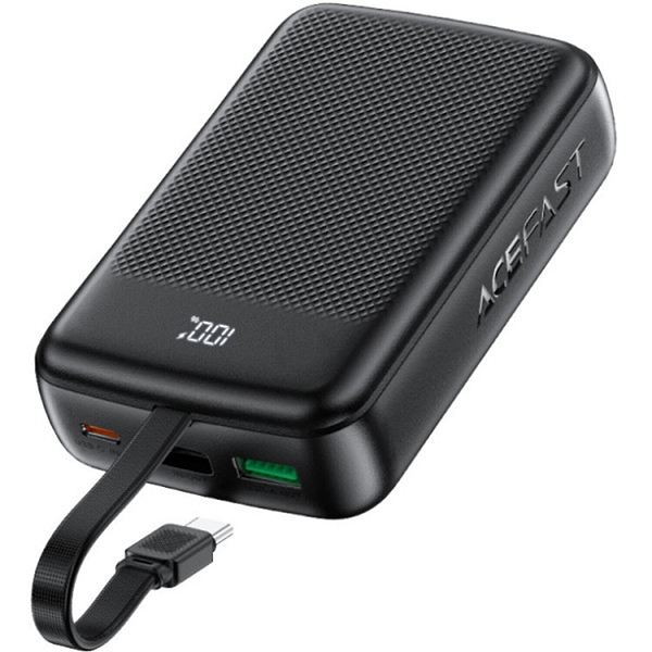 Фото - Батарея мобильная AceFast 20000mAh 22.5W PD QC3.0 USB-A+USB-C cable M14 Black (6974316283966)