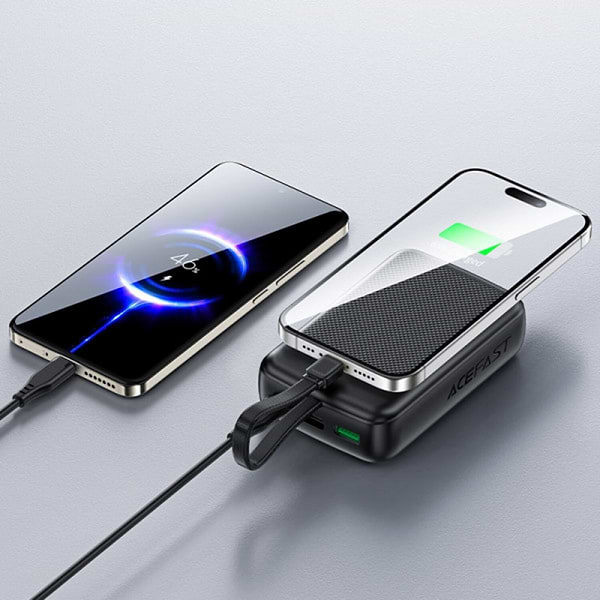 Фото - Батарея мобильная AceFast 20000mAh 22.5W PD QC3.0 USB-A+USB-C cable M14 Black (6974316283966)