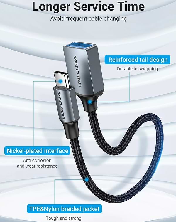 Фото - Переходник Vention USB 3.0 Type-C -USB AF (OTG) 0.15 м Gray Aluminum Alloy (CCXHB)