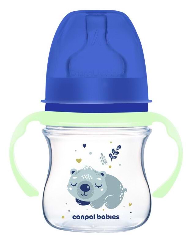 Пляшка для годування Canpol babies з широким отвором антиколікова Easystart Sleepy Koala 120 мл блакитна (35/236_blu)