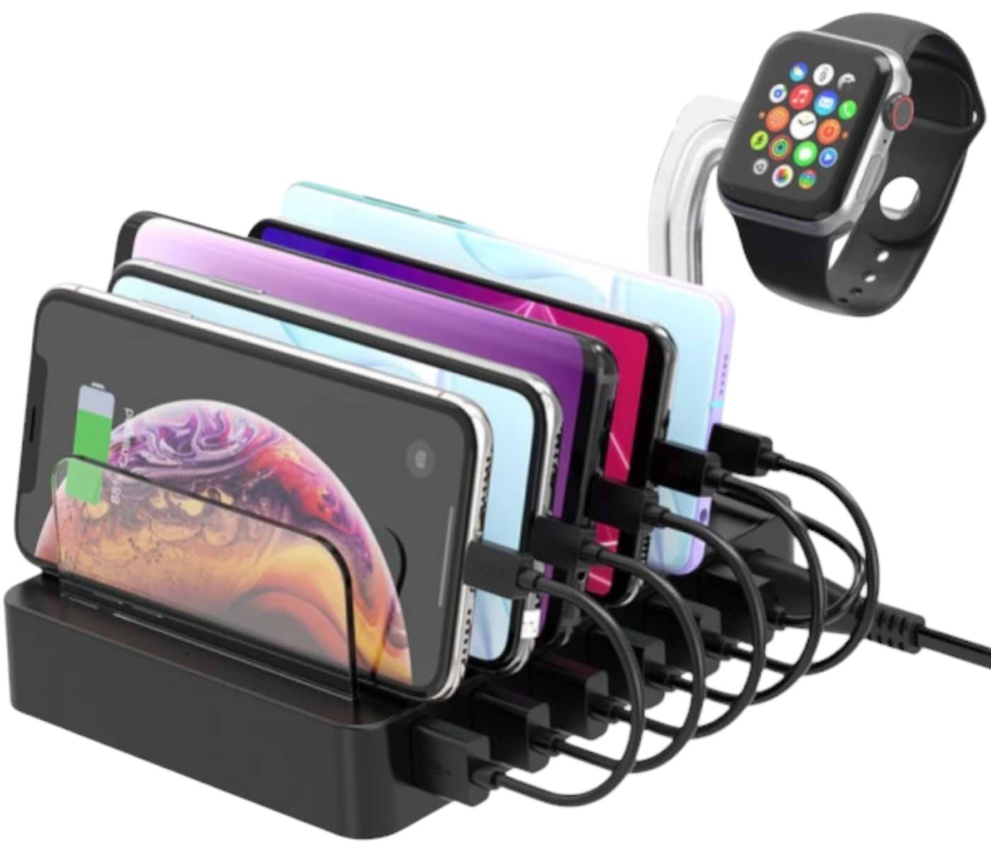 Бездротовий зарядний пристрій Choetech 6xUSB 68W (Q3008-EU-BK) - Фото 1