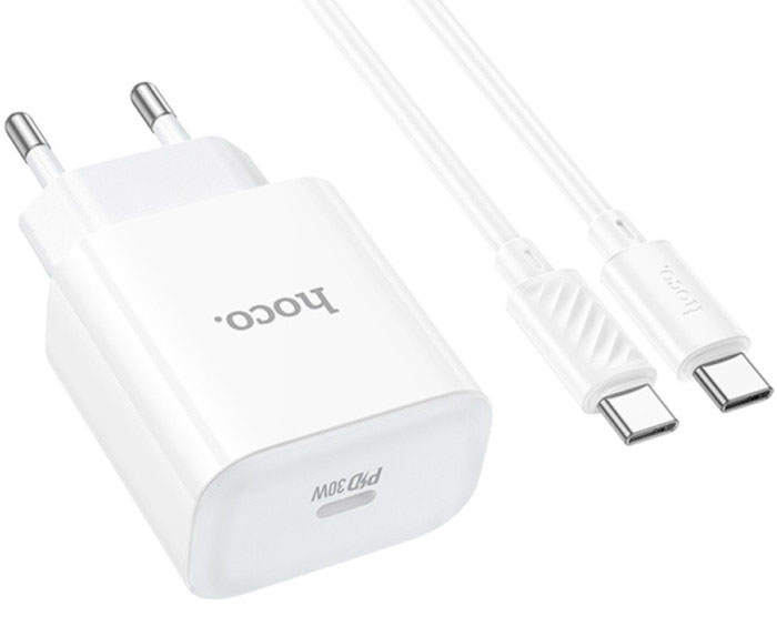 Сетевое зарядное устройство HOCO C76A Pro PD30W charger set Type-C (EU) White (6942007616324)