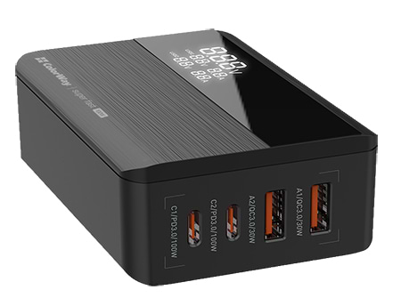 Мережевий зарядний пристрій Colorway Power Delivery GaN (2USB-A + 2USB TYPE-C) (100W) Black (CW-CHS041PD-BK) - Фото 1