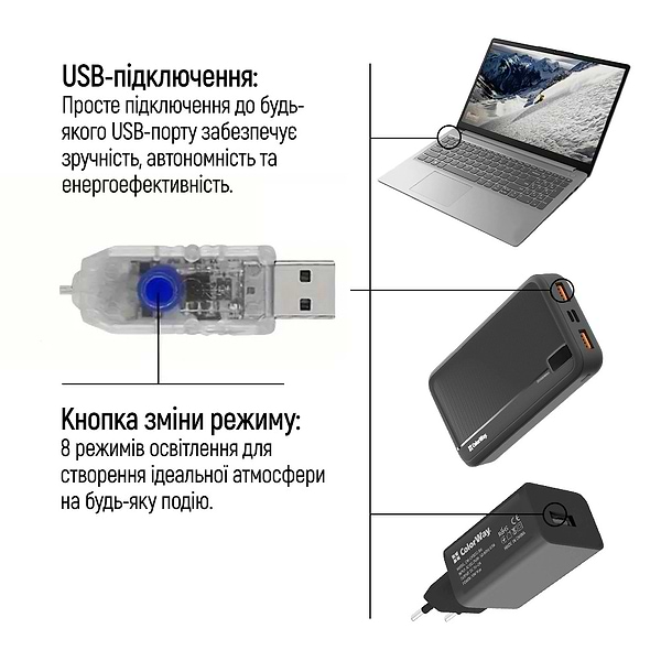 Фото - Гирлянда каскад Colorway LED 98 7x1.5м разноцветная USB (CW-G-98L71CUMC)