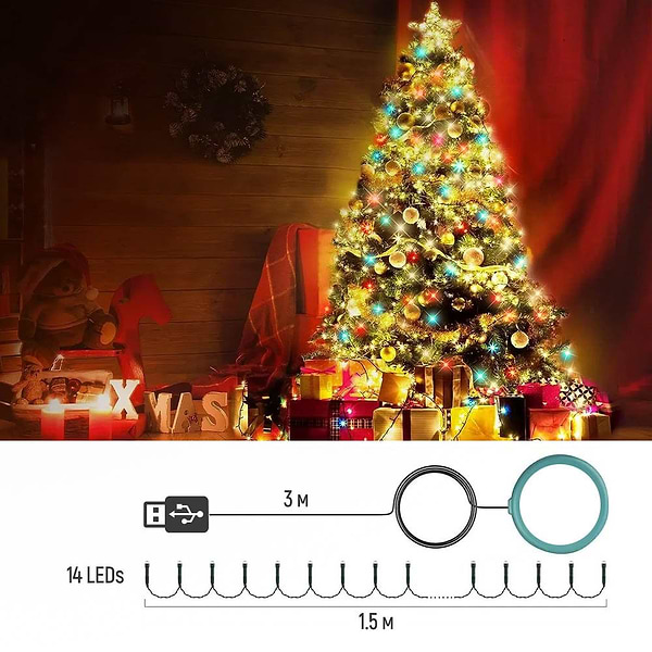 Фото - Гирлянда каскад Colorway LED 98 7x1.5м разноцветная USB (CW-G-98L71CUMC)