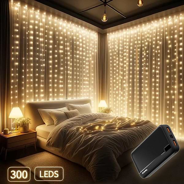 Фото - Гирлянда-штора Colorway 3x3м 300LED теплый цвет USB (CW-GW-300L33U)