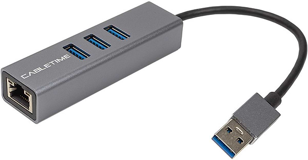 Фото - Хаб USB Cabletime USB 3.0 - USB 3.0 (3 Ports) + RJ45 0.15m (CA913374)