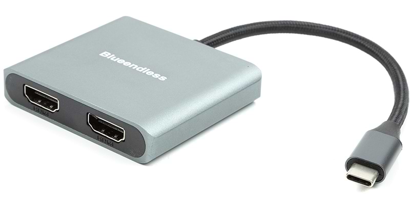 Перехідник PowerPlant Blueendless USB Type-C - 2xHDMI 4K 60Hz (CA913831)