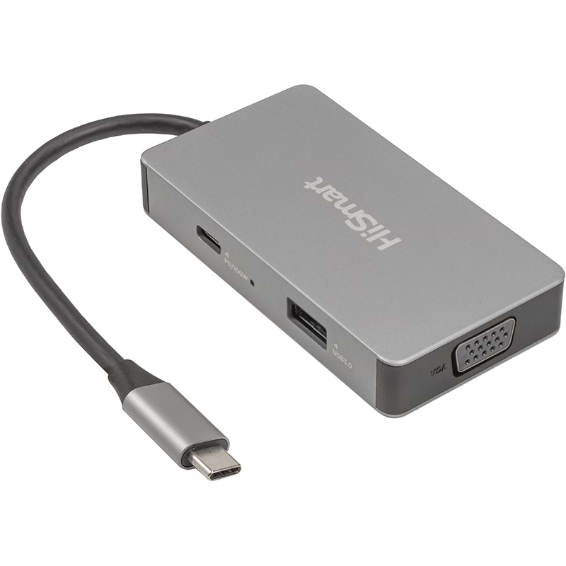 Хаб USB PowerPlant Type-C - 2x HDMI 1x VGA 1x USB Type-A 1x USB Type-C PD60W (CA913879)