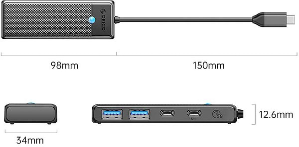 Фото - Хаб USB Orico PAPW Series 4-Port USB3.0 (PAPW2AC-C3-015-BK-EP)
